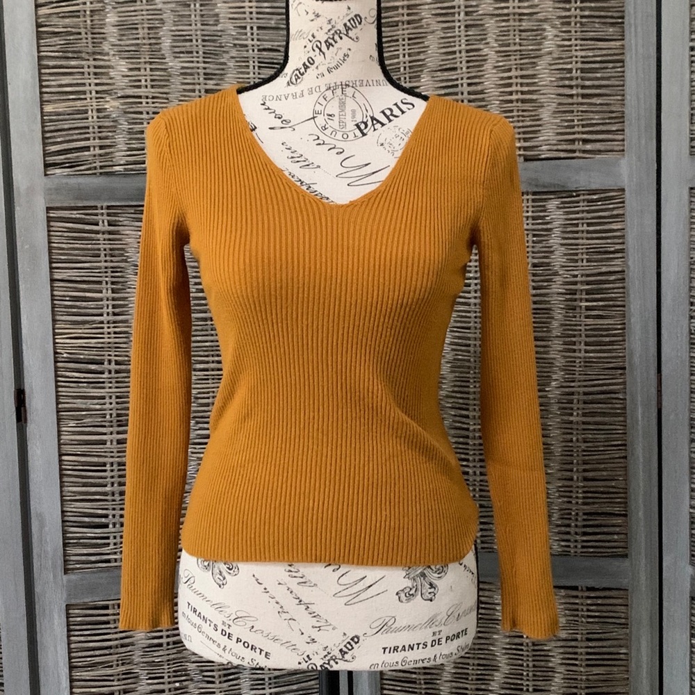 Mustard Yellow V-Neck Sweater